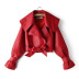 Long Sleeve Bowknot Lapel Pu Leather Jacket NSBRF110929
