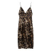 Leopard Print V Neck Suspender Dress NSBRF110930