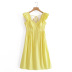 Ruffled Solid Color V Neck Lace-Up Dress NSBRF110941