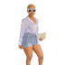 Non-Elastic Solid Color Denim Shorts NSWL110997