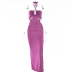 Hanging Neck Backless Lace-Up High Slit Dress NSFD111017