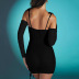 See-Through Pleated Suspender Long-Sleeved Waist Open Back Dress NSFD111018