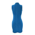 Tight-Fitting Zipper Sleeveless Denim Dress NSYB111037