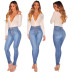 High Waist Multi-Buckle Long Straight Slim Jeans NSYB111038