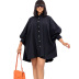 Loose Lapel Solid Color Batwing Sleeves Shirt Dress NSGML111094