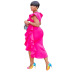 Solid Color Irregular Ruffles Flying Sleeve Split Prom Dress NSGML111105