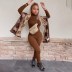 Solid Color Tight-Fitting High Neck Long Sleeve Jumpsuit NSYOM111175
