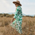 Long Sleeve Lapel Lace-Up Print Floral Dress NSDF111243