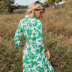 Long Sleeve Lapel Lace-Up Print Floral Dress NSDF111243