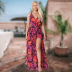 Print Sleeveless Slim Fit Mid-Length Slit Dress NSHYG111307
