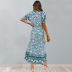 Rayon Retro Floral Print Mid-Length Dress NSHYG111308