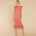 Solid Color Sleeveless Hollow Lace Trim Sheath Dress NSHYG111311