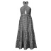 Backless Waist Plaid Long Dress NSHYG111318