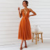 Solid Color Mesh V-Neck Backless Slip Dress NSHYG111322