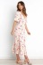 Deep V-Neck Short-Sleeved Printed Mid-Length Pleated Dress NSJRM111386