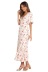Deep V-Neck Short-Sleeved Printed Mid-Length Pleated Dress NSJRM111386