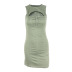 green hollow pocket stitching vest sheath dress NSBJD111399