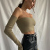 Solid Color One-Word Neck Strapless Tube Top With Sleeves NSBJD111402