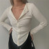 Solid Color Single-Breasted Irregular Waist Slim Long-Sleeved Cardigan NSBJD111407