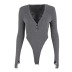 Solid Color V-Neck Slim Long-Sleeved Jumpsuit NSBJD111409