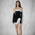Lotus Leaf Lace Stitching Contrast Color Dress Sleeve Set NSBJD111417