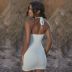 Solid Color Deep V-Neck Backless Halter Sheath Dress NSXPF111443