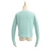 solid color Long Sleeve Round Neck Slim Waffle Loose Cropped T-shirt NSXDX137526