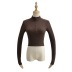 Half Turtleneck Zipper Solid Color Long Sleeve Slim Fit crop T-Shirt NSXDX137533