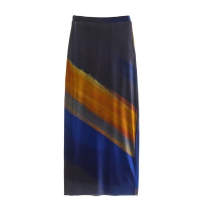 High Waist Mesh Printed Sheath Skirt NSXDX137540