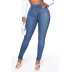 jeans ajustados elásticos de cintura alta en color liso NSGJW137545