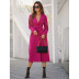 solid color mid-length long sleeve lapel over the knee lace up coat NSHNF137550