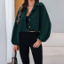 solid color long sleeve single-breasted lapel crop coat NSHNF137556