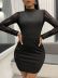 solid color tight-fitting hollow see-through long-sleeved dress NSHNF137559