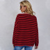 striped print pullover loose color matching round neck sweater NSWJY137593