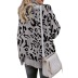leopard print long sleeve turtleneck pullover sweater NSWJY137595