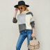 high-neck color-blocking loose long-sleeved pullover sweater NSWJY137599