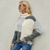 suéter suelto de manga larga con cuello alto y bloqueo de color NSWJY137599