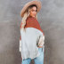 color-blocking bat sleeve round neck pullover sweater NSWJY137601