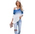 V-neck spray-dyed long sleeve knitted beach blouse NSWJY137602