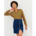 single-breasted high waist denim slit sheath skirt NSGJW137628