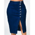 single-breasted high waist denim slit sheath skirt NSGJW137628