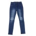 jeans casuales con agujeros rasgados y elástico alto de cintura alta NSGJW137631