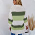 contrast color stitching mid-length loose knitted cardigan NSWJY137635