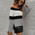 one-word neck slim pullover off-the-shoulder long sleeve sweater NSWJY137636