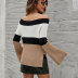 one-word neck slim pullover off-the-shoulder long sleeve sweater NSWJY137636
