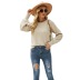 long-sleeved solid color rope knitted loose round neck pullover sweater NSWJY137640