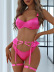 solid color lace hanging neck three-piece underwear set NSSSW137642