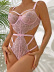 breast button gathered lace see-through open back one-piece underwear NSSSW137646