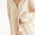 Double Crepe V-Neck Loose Long Sleeve Cotton Linen loungewear set NSMSY137659