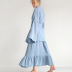 solid color cotton long ruffled cardigan straps nightdress set NSMSY137661